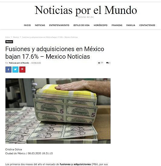 Fusiones y adquisiciones en Mxico bajan 17.6%  Mexico Noticias